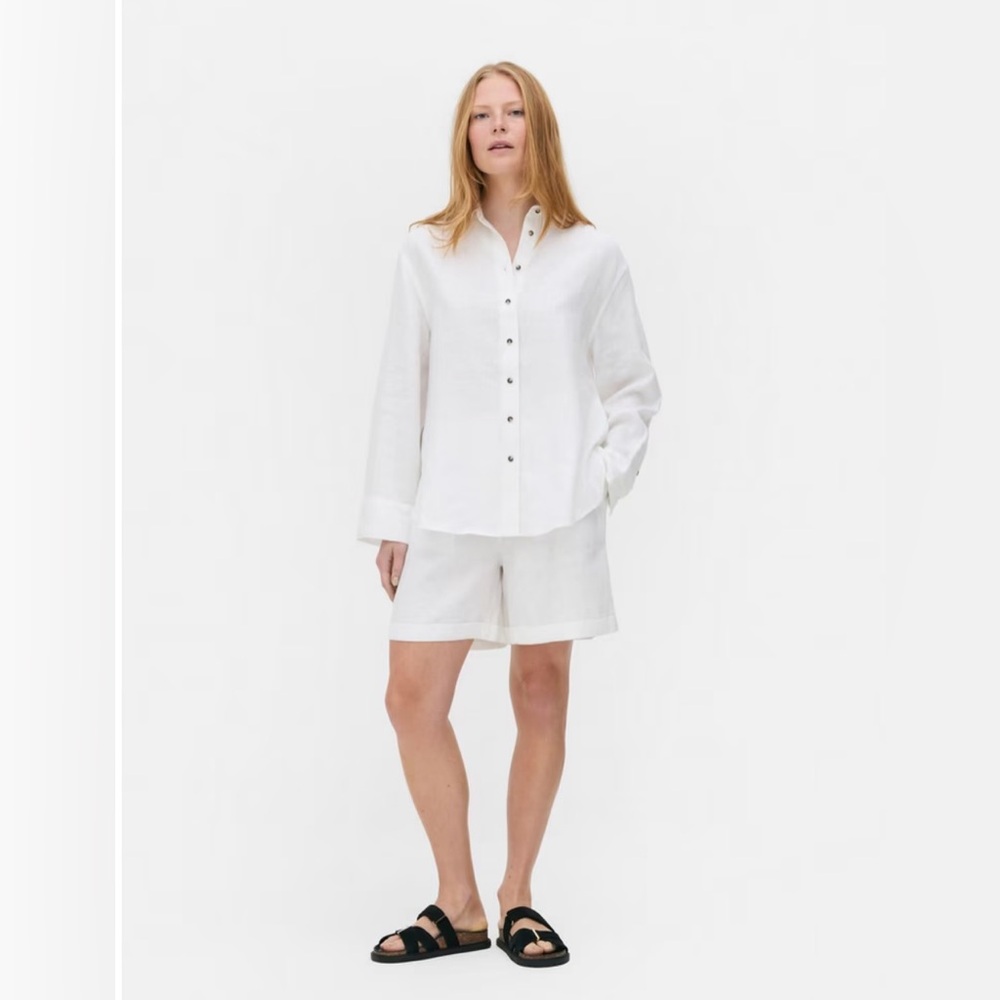 The Primak Edit Linen Shirt Women’s Size 10 | White Long Sleeve Button-Up